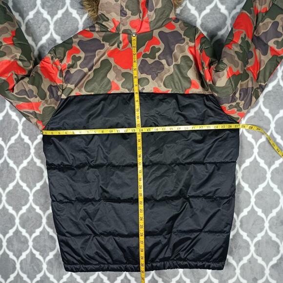 Members Only Jacket Mens XL Camo Black Hooded Faux Fur Lined Puffer Coat Warm - Picture 5 of 14